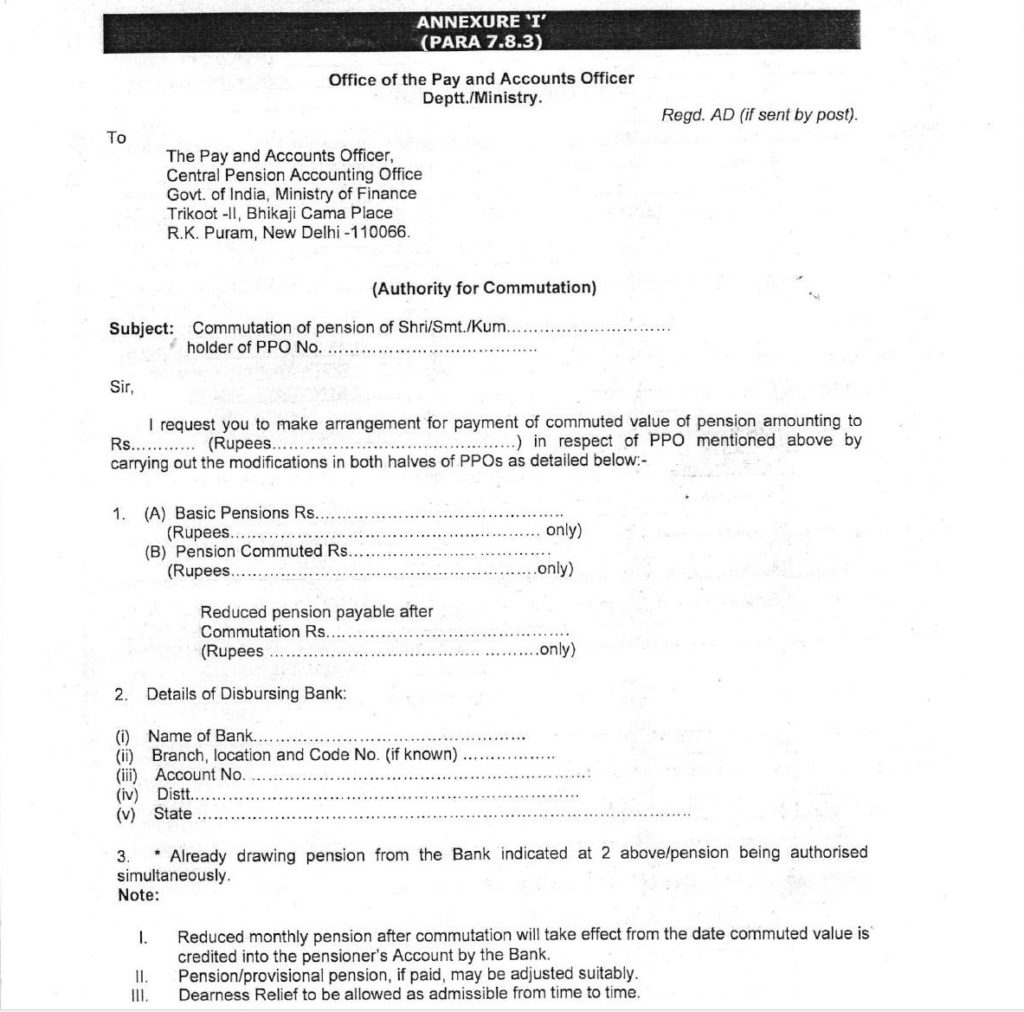 Payment Of Commuted Value Of Pension Revision Of Pension CPAO s 