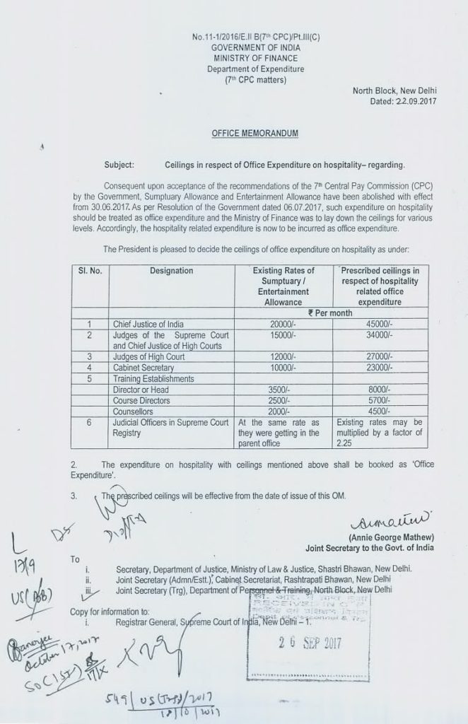 ceiling on hospitality fin min order