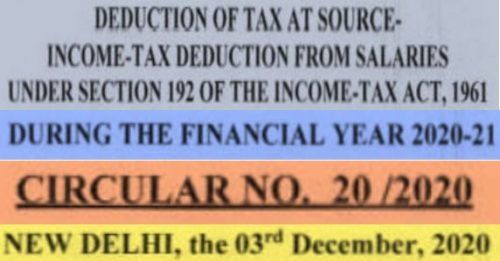 TDS And Tax On Salary Section 192 FY 2020-21 AY 2021-22 - Income Tax ...