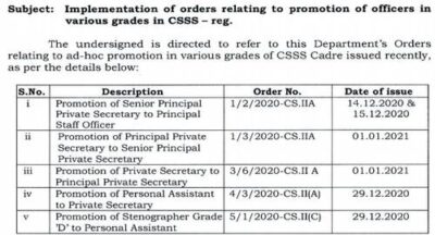 implementation-of-orders-relating-to-promotion-of-officers-in-various-grades-in-csss