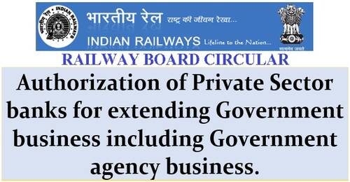 Authorization of Private Sector banks for extending Government business: Railway Board RBA No. 30/2021