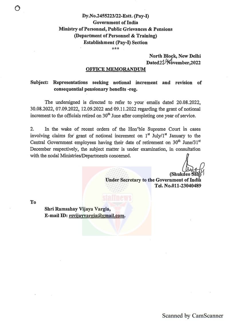 Representations Seeking Notional Increment And Revision Of 