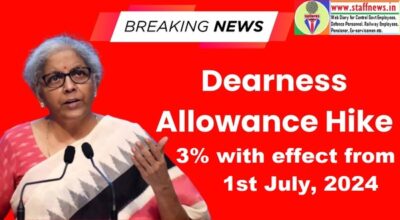 Dearness Allowance from 01 Jul 2024 @ 53%- Approved by Cabinet